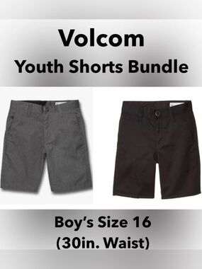 Volcom Youth Chino Shorts Bundle, Boy’s 16 (30” Waist)